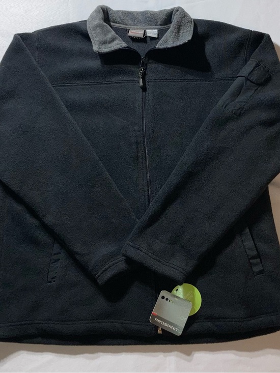 Prospirit Other - Prospirit Black Fleece Zip-Up Jacket with Gray Collar